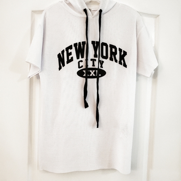 5/25 Forever 21 S Mesh NEW YORK CITY XXL Hoodie Top - Picture 2 of 7